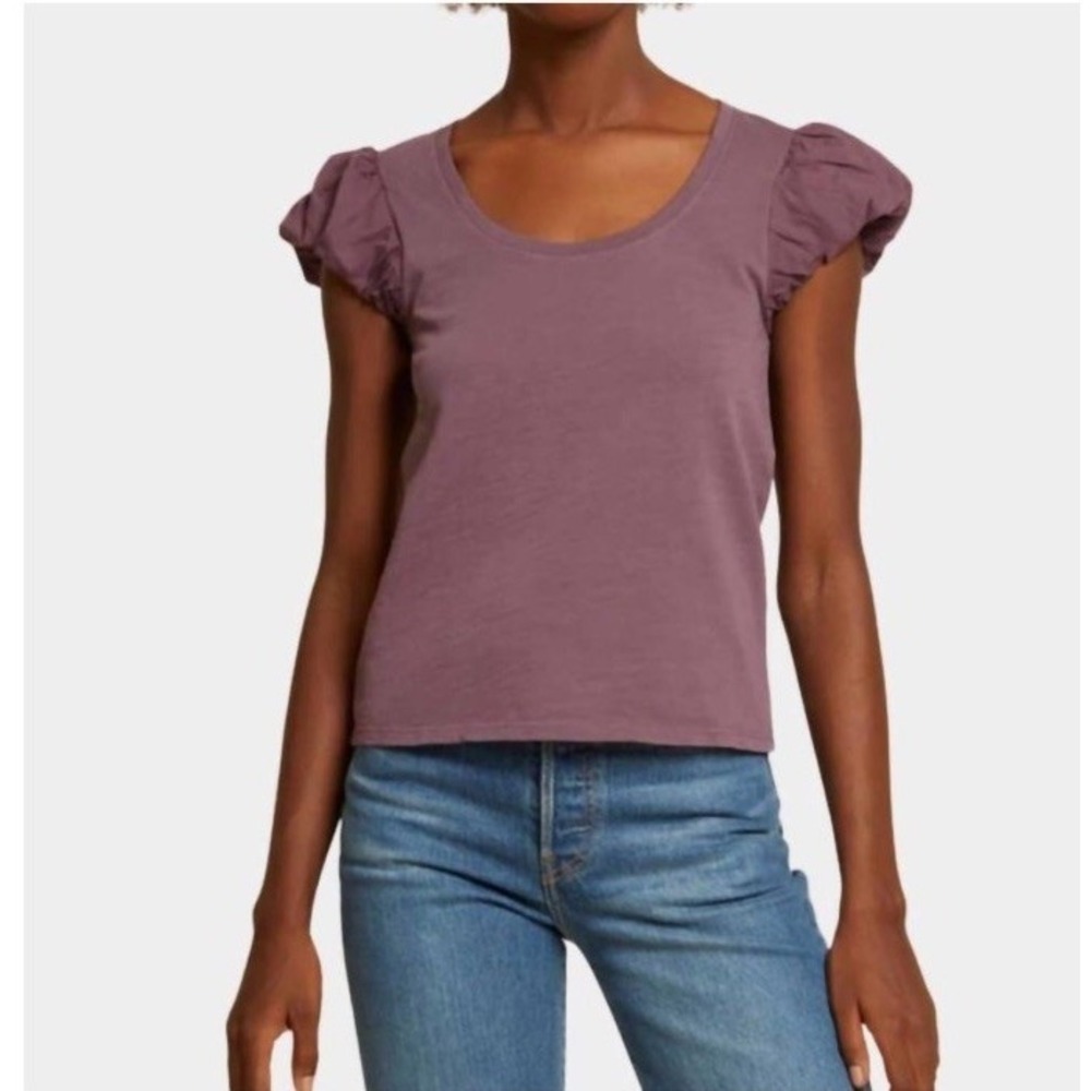 Nation LTD Los Angeles Rena Bubble Cap Sleeve T Shirt Large Frozen Grape Purple